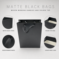 Sac en papier noir mat avec poignée, sac cadeau, sac de shopping, sac d'emballage pour boutique, vêtements, emballage en gros, logo personnalisé