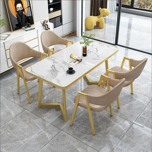 Moderner hochwertiger rechteckiger 4-Personen-Marmortisch, modernes Esszimmermöbel-<span class=keywords><strong>Set</strong></span> für Wohnzimmer und Küche - Product Image 5