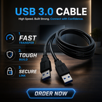 Câble d'accessoire automobile double USB 3.0 3A à charge rapide, blindé en cuivre étamé, gaine PVC tressée, pour montage encastré/dash/panneau