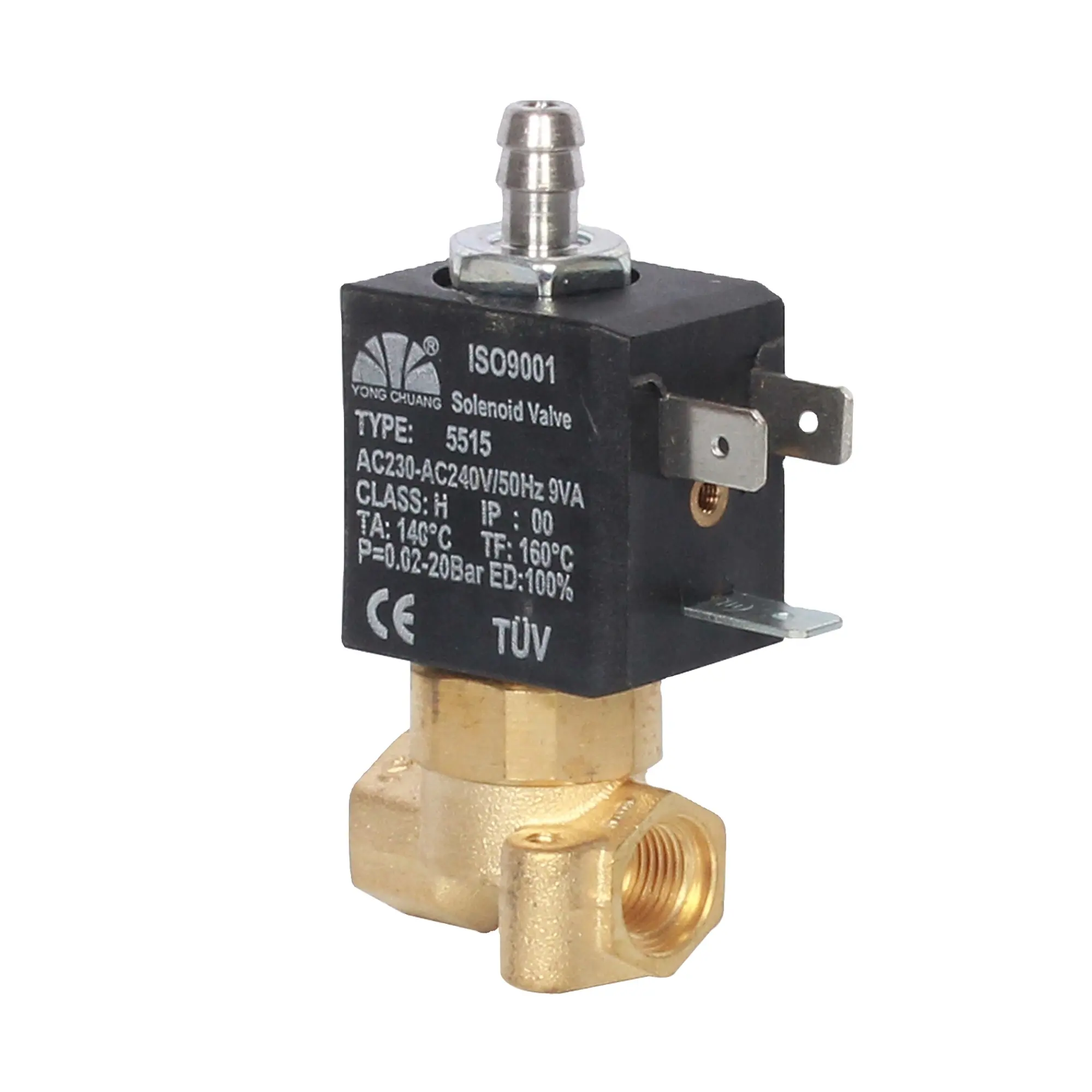 Yongchuang 5515-07 3 cách Brass Chất lượng cao bán hàng tự động Máy pha cà phê solenoid van 24V