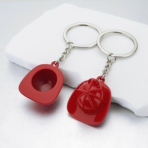 Red Firefighter Helmet Keychain Zinc Alloy Metal <strong>Fireman</strong> Hat <strong>Key</strong> Ring for Firefighters Souvenir Gift - Product Image 1