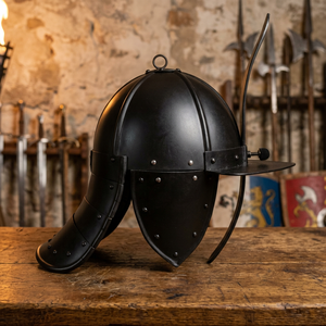 Casco Medieval con Cola de Langosta, Réplica de Armadura de Hierro Troquelada a Mano para Recreación Histórica y Exhibición Coleccionable - Product Image 3