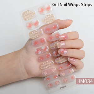 Vente en gros Nouveau Gel UV <span class=keywords><strong>Semi</strong></span> Durci 20 Pièces Autocollants pour <span class=keywords><strong>Ongles</strong></span> Festival Noël Gel Nail Wraps Bandes - Product Image 2