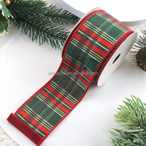 Cinta Decorativa de Poliéster Estampada para Navidad, OEM, 63MM/38MM, con Alambre, 10 Yardas, para Decoración de Árboles y Coronas - Product Image 6