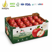 Caisse en carton ondulé personnalisée pour pommes, emballage ventilé et empilable pour fruits, idéale pour l'exportation agricole