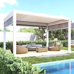 Modern Bioclimat Louvered aluminium Gazebo listrik, kontrol Motor tahan air luar ruangan teras taman Pergola furnitur - Product Image 2