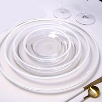 Service de table en verre blanc noir or de luxe de 13 pouces pour décoration de mariage assiettes en verre avec chargeur