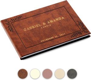Couverture en cuir Vintage de luxe gravure blanche et or A4 B5 <span class=keywords><strong>livre</strong></span> d'or d'anniversaire cartonné planificateurs de mariage Pages lignées - Product Image 1