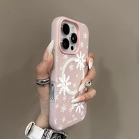 Nouvelle Coque de Téléphone Magnétique en Gelée 2026, Motif Flocon de Neige Complet, Anti-Chute pour iPhone 17 Plus, 16 Pro, 15, 14