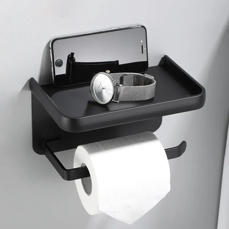 Slimme Multifunctionele Decoratieve Waterdichte Metalen Zelfklevende Weefselplank Opslag Toiletpapierhouder