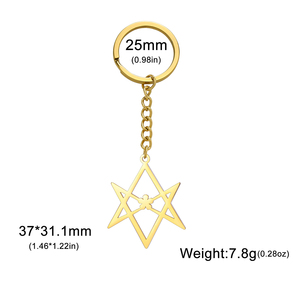 Myshape Thelema hexagrama colgante llavero acuario estrella protección amuleto llavero de acero inoxidable - Product Image 6