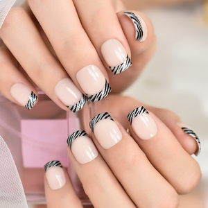 <span class=keywords><strong>Uñas</strong></span> <span class=keywords><strong>Postizas</strong></span> con Diseño Francés Zebra, <span class=keywords><strong>Uñas</strong></span> Acrílicas Cortas y Brillantes, <span class=keywords><strong>Uñas</strong></span> <span class=keywords><strong>Postizas</strong></span> Cuadradas Color Nude <span class=keywords><strong>para</strong></span> Mujeres y <span class=keywords><strong>Niñas</strong></span> - Product Image 5