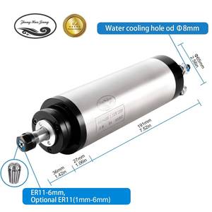 Motor de Husillo CNC Refrigerado por Agua de Alta Calidad, 1.5KW ER11 65mm, Bajo Ruido, para Trabajos Prolongados de Grabado en Madera con CNC - Product Image 1