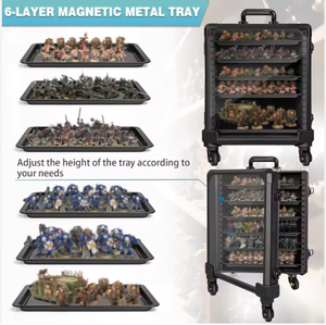 Chariot de présentation en <span class=keywords><strong>aluminium</strong></span> pour figurines, étui de transport roulant pour miniatures, valise à roulettes pour mini-modèles, plateaux verrouillables, anti-odeur pour Warhammer 40K - Product Image 4