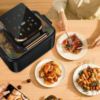 Friteuse à air visuelle 12L, nouvelle génération, sans retournement, multifonction, grande capacité, poêle à frire profonde, four électrique en acier inoxydable JD19