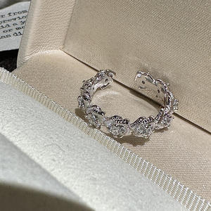 S925 Pure Silver Flower Ring Light Stylish Jewelry Antique Vintage Design Sweet Cool Small Flower Opening Ring Cut Inlay - Product Image 5