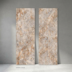 Dalles de pierre frittée en porcelaine polie Colin Pearl 800x2400 mm, aspect marbre brillant, pour murs et sols intérieurs de luxe - Product Image 1