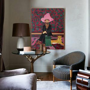 Nicho americano barroco <span class=keywords><strong>neoclásico</strong></span> Ins sala de estar pintura decorativa <span class=keywords><strong>arte</strong></span> Retro con sombrero Rosa lienzo pintura colgante - Product Image 3