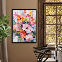Peintures à l'huile florales 100% faites à la main, œuvres d'art modernes sur toile, taille personnalisable, motifs sur mesure, encadrées pour bureau, hôtel, maison