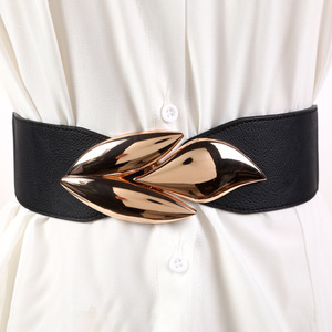Nouvelle <span class=keywords><strong>ceinture</strong></span> extensible de créateur de mode, <span class=keywords><strong>ceinture</strong></span> <span class=keywords><strong>large</strong></span> élastique pour robe de <span class=keywords><strong>femme</strong></span>, <span class=keywords><strong>ceinture</strong></span> corset avec grande boucle dorée - Product Image 1