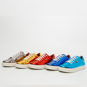 Designers Brand Luxury Custom Metallic Leather Fashion <strong>Ladies</strong> Sneaker Breathable Lace-Up Board <strong>Shoes</strong> for Autumn <strong>Sport</strong> Footwear - Product Image 2