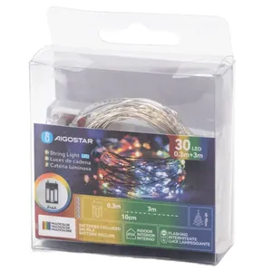 Catena di luci LED in filo di rame, con batteria 3AA, colori RGBY, 3 m, ideale per decorazioni festive e ambientazione. - Product Image 2