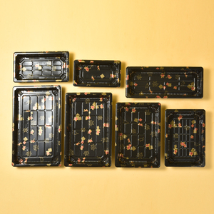 Plateau à sushi en plastique avec couvercle transparent, assiette à sushi jetable, boîtes recyclables à emporter pour sushi, biscuits, fruits, pâtisseries, desserts - Product Image 1