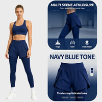 Legging de sport taille haute pour femme avec jupe superposée, idéal pour le yoga, la gym, le quotidien et les loisirs, pantalon long décontracté