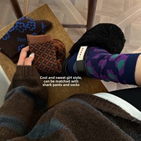 Nouvelles Arrivées Automne/Hiver Chaussettes Vintage Femme Motif Pied-de-Poule Artistique Coton Mi-Mollet Double Aiguille Double Fil Cadeau