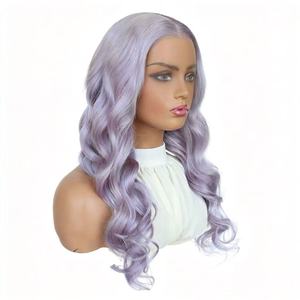 Perruque Lace Front Ondulée Lavande Violette 100% Cheveux Humains Longue et Ondulée pour <span class=keywords><strong>Femme</strong></span> - Product Image 2