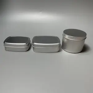 银色圆形和方形铝化妆品奶油罐蜡烛铝罐铝锡罐