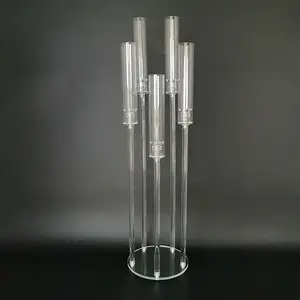 Centro de Mesa de Acrílico de 5 Brazos, Ecológico, Duradero, Transparente, Decoración para Mesa de Boda con Caja de Flores - Product Image 2