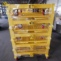 EASYLINK - Chariot pliable robuste en treillis métallique avec barre de remorquage et roulettes, conteneur de stockage d'entrepôt empilable et pliable