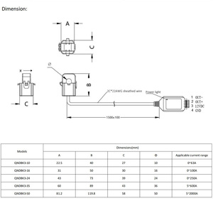 Qndbk3 AC 5A 10A 20A 50A 100A / 4-20mA RS485 kẹp hiện tại transforemr đầu dò - Product Image 3