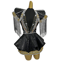 Combinaisons de scène sexy avec rivets en strass pour femmes, tenue de club, de maison de spectacle, de DJ, de chanteuse, de festival, costume de danseuse gogo