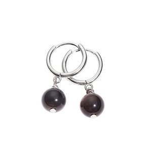 Obsidian Drop Earrings Ball Shape Geometric Design Titanium Steel Women Men Fashion Jewelry European Style - Product Image 5