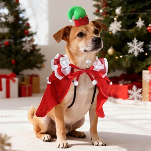Capa navideña para mascotas, conjunto de capa y gorro para gatos y perros, decoración linda, chal de encaje para sesiones de fotos - Product Image 2