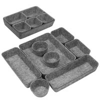 Ensemble de 3 organiseurs de tiroir en feutre non tissé gris personnalisé, boîte de rangement de bureau moulée monobloc pour la maison, le bureau, les bijoux et les articles en vrac