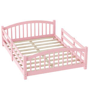 <span class=keywords><strong>Lit</strong></span> <span class=keywords><strong>Montessori</strong></span> rose, taille complète, structure en bois massif avec barrière de sécurité et lattes, mobilier de chambre pour fillettes - Product Image 5