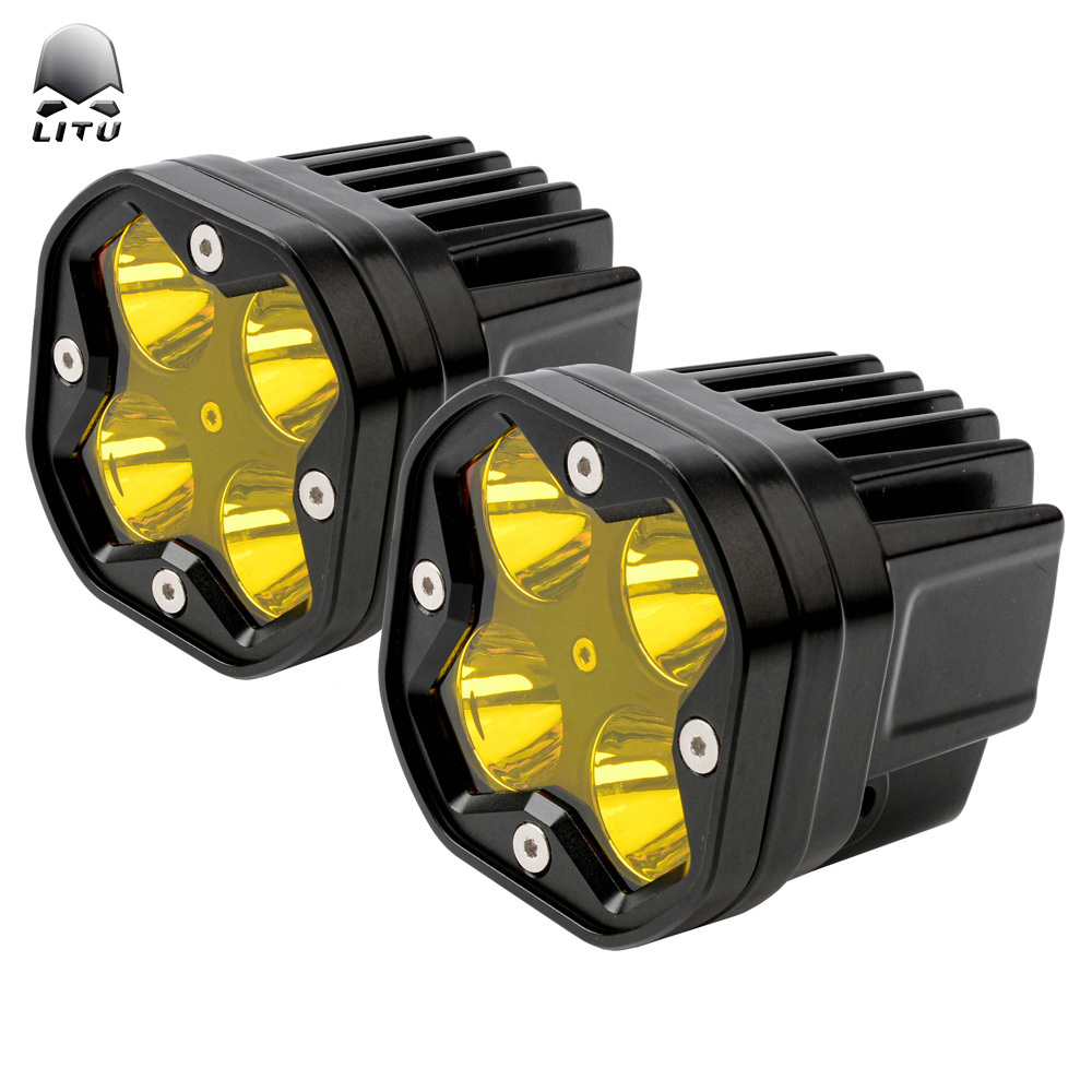 Hot 3 Inch 40w Dual Color Work Light Led Motorcycle Tractors Driving Lights Cube Spotlight Car Led Pods Light