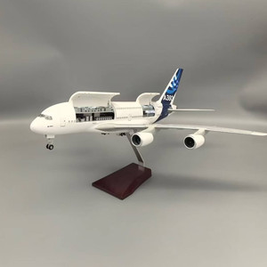 Échelle Offre Spéciale 1:160 46cm Matériau en résine transparente Modèle d'avion prototype A380 avec fenêtre ouverte et lumières LED - Product Image 3
