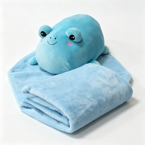 Peluche grenouille bleue personnalisée, adorable jouet grenouille rembourré en coton PP, ensemble de couverture d'Halloween pour bébés de 0 à 24 mois - Product Image 1