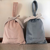 Sac à cordon en velours pour bijoux, logo imprimé, petit sac à cosmétiques, sac à main pour accessoires, emballage cadeau, pochette de rangement