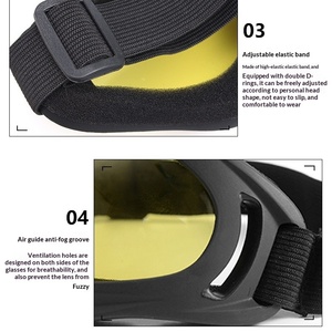 نظارات <span class=keywords><strong>X400</strong></span> للدراجات النارية والرياضات الخارجية، نظارات ركوب للطرق الوعرة، نظارات تكتيكية مقاومة للرمال والرياح بإطار كامل من مادة TPU للتزلج للرجال والنساء - Product Image 5