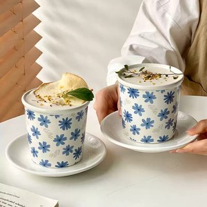 Mug à café en céramique rétro exquis et élégant, résistant aux hautes températures, compatible micro-ondes, en forme de gobelet en papier, pour la maison - Product Image 4