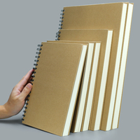 Carnet de croquis à spirale avec couverture en papier kraft rigide 160 g/m², carnet vierge pour le dessin et la peinture au crayon
