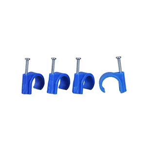 In Stock Plastic Pe Circle Cable Clips Wire Holder Wire Nail Adjustable Electrical Cable Clamps Flat Cable Clip With Steel Nail