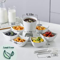 Plateau amuse-gueule en céramique blanche, plateau de service en bois de bambou et céramique Double couche, ensemble de bols de collation