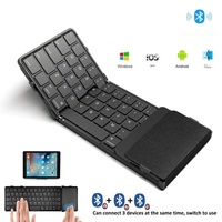 Teclado Plegable Inalámbrico Triple con Panel Táctil y Ratón Recargable, Mini Teclado para Windows Phone, PC y Tableta