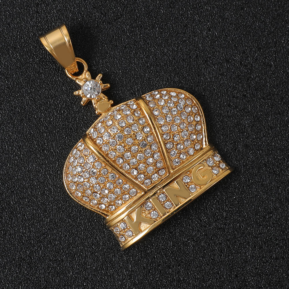 Crown Initial Necklace 18K Gold Plated Shiny CZ Monogram